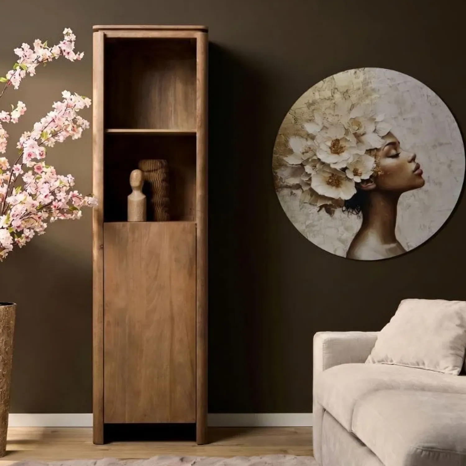 Furndea Boekenkasten|Industriele Kasten|Dallas Boekenkast Naturel Mangohout 55cm