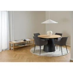 Nordhavn Eettafels|Dalvik Eettafel Rond Naturel met Zwarte poot 120cm