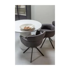 WOOOD Eettafels|Damon Ronde Eettafel betonlook wit 100cm