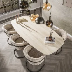 Kalfort Eettafels|Danique Eettafel deens ovaal Travertine 215cm