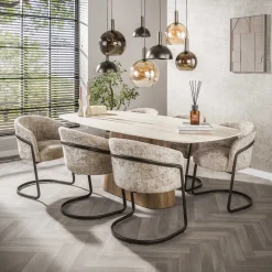 Kalfort Eettafels|Danique Eettafel deens ovaal Travertine 215cm
