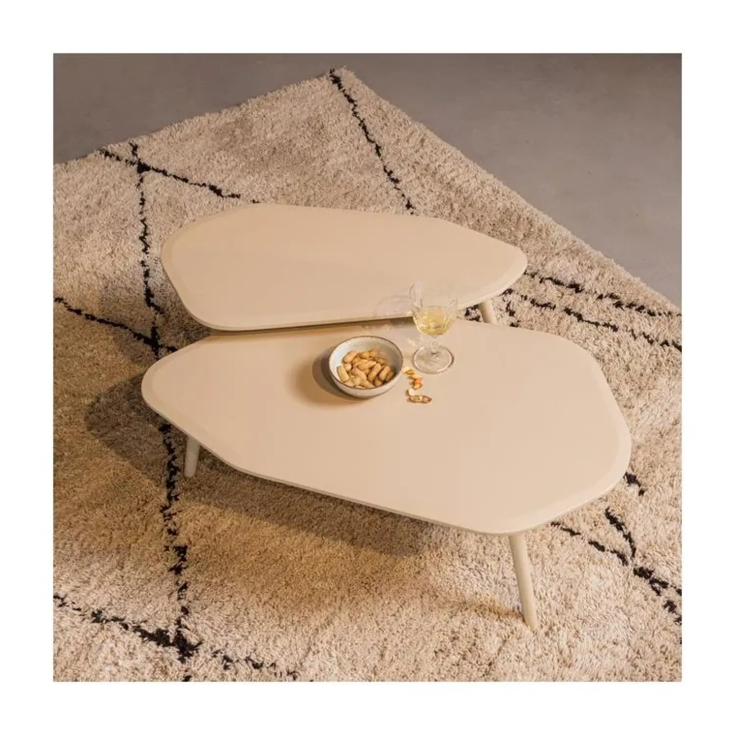 WOOOD Bijzettafels|Davina Bijzettafels MDF zand set van 2