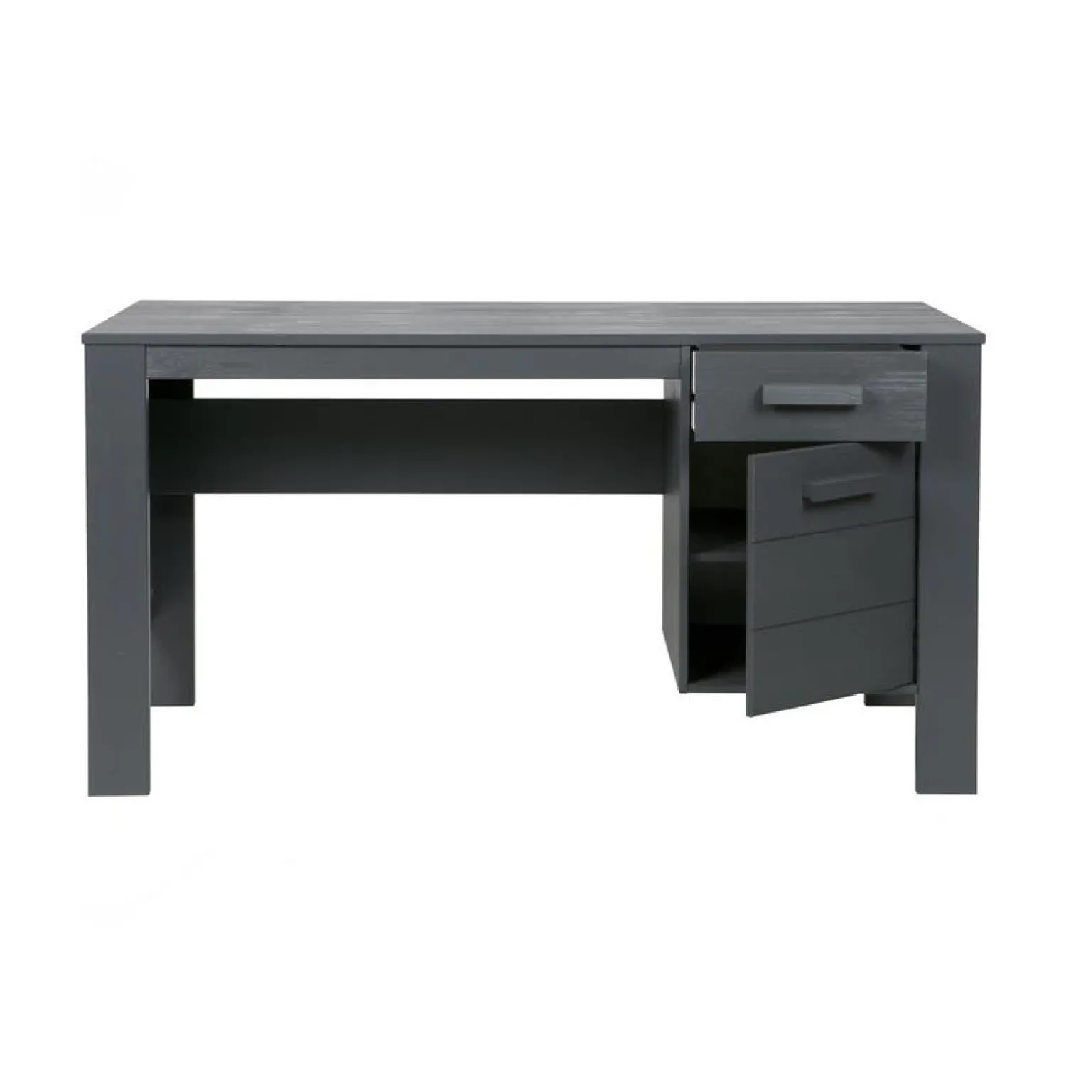WOOOD Bureautafels|Dennis Bureau grenen grijs steel 141cm