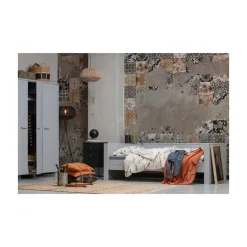 WOOOD Industriele Kasten|Kledingkasten|Dennis 3-deurs Kledingkast grenen grijs 158cm