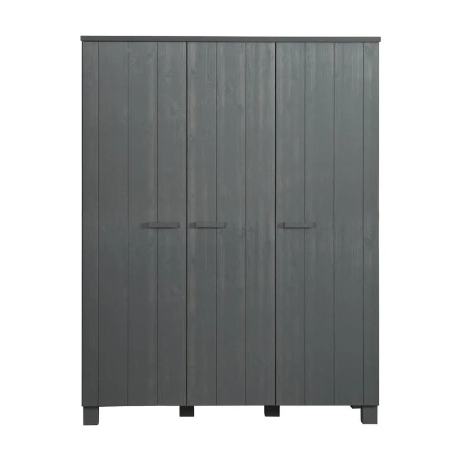 WOOOD Industriele Kasten|Kledingkasten|Dennis 3-deurs Kledingkast grenen grijs steel 158cm