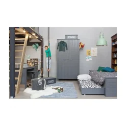 WOOOD Industriele Kasten|Kledingkasten|Dennis Kledingkast grenen grijs steel 111cm