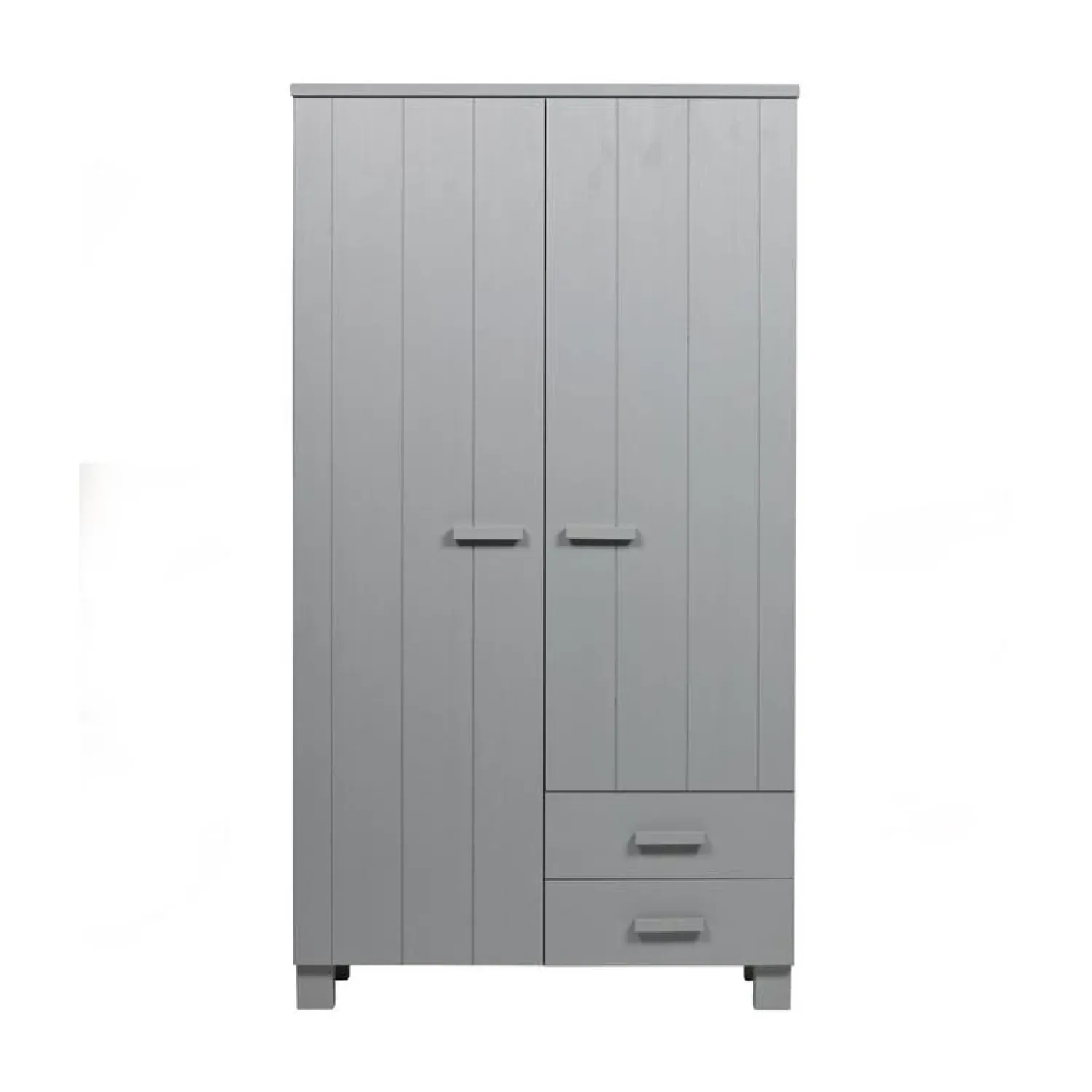 WOOOD Industriele Kasten|Kledingkasten|Dennis Kledingkast met laden grenen grijs 111cm