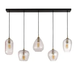 Kalfort Hanglampen|Glazen Hanglamp|Denzel Glazen Hanglamp 5 lichts 120cm