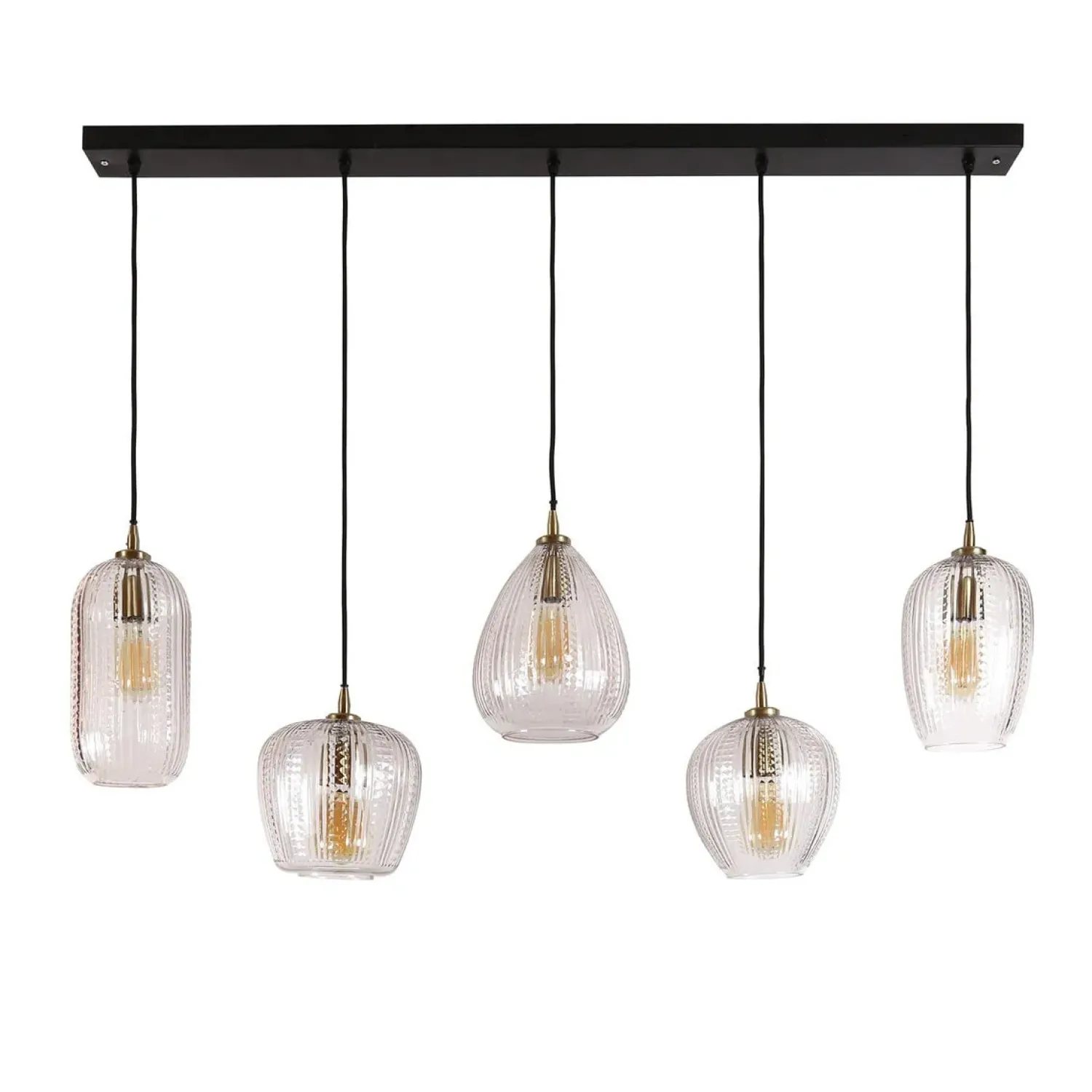 Kalfort Hanglampen|Glazen Hanglamp|Denzel Glazen Hanglamp 5 lichts 120cm