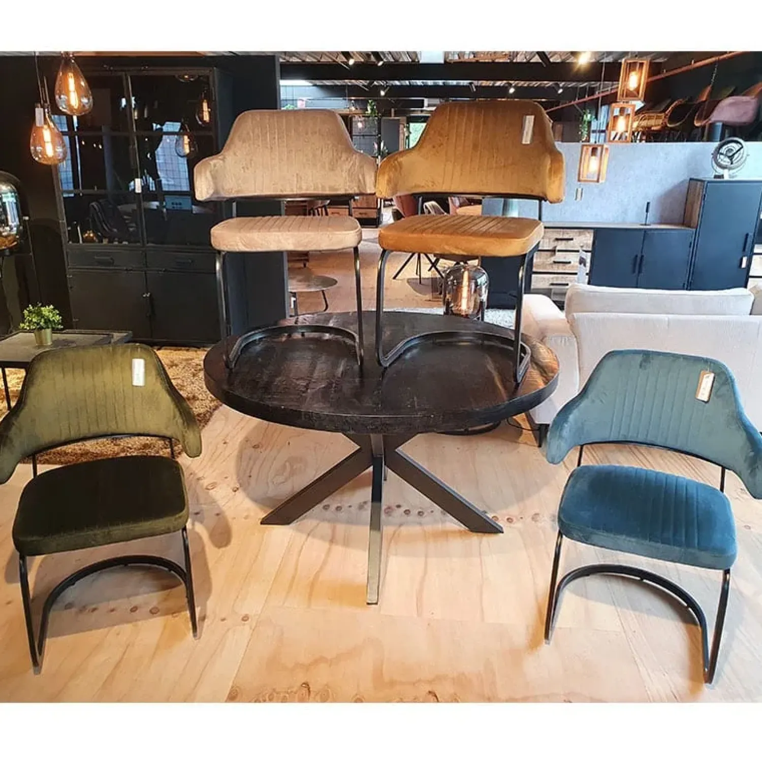 Cavetown Eettafels|Dewida eetkamerset rond met 6 stoelen