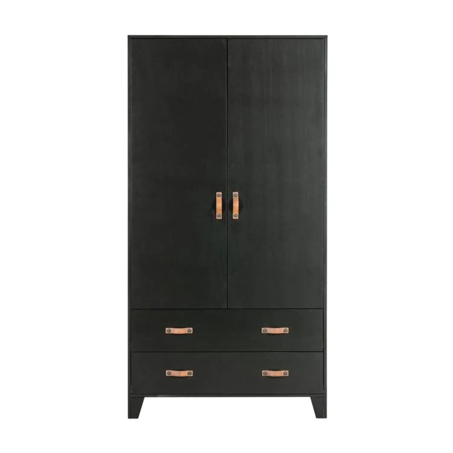 WOOOD Industriele Kasten|Kledingkasten|Dian Kledingkast grenen zwart 94cm