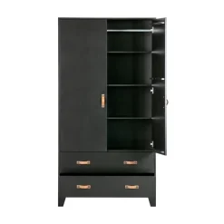 WOOOD Industriele Kasten|Kledingkasten|Dian Kledingkast grenen zwart 94cm