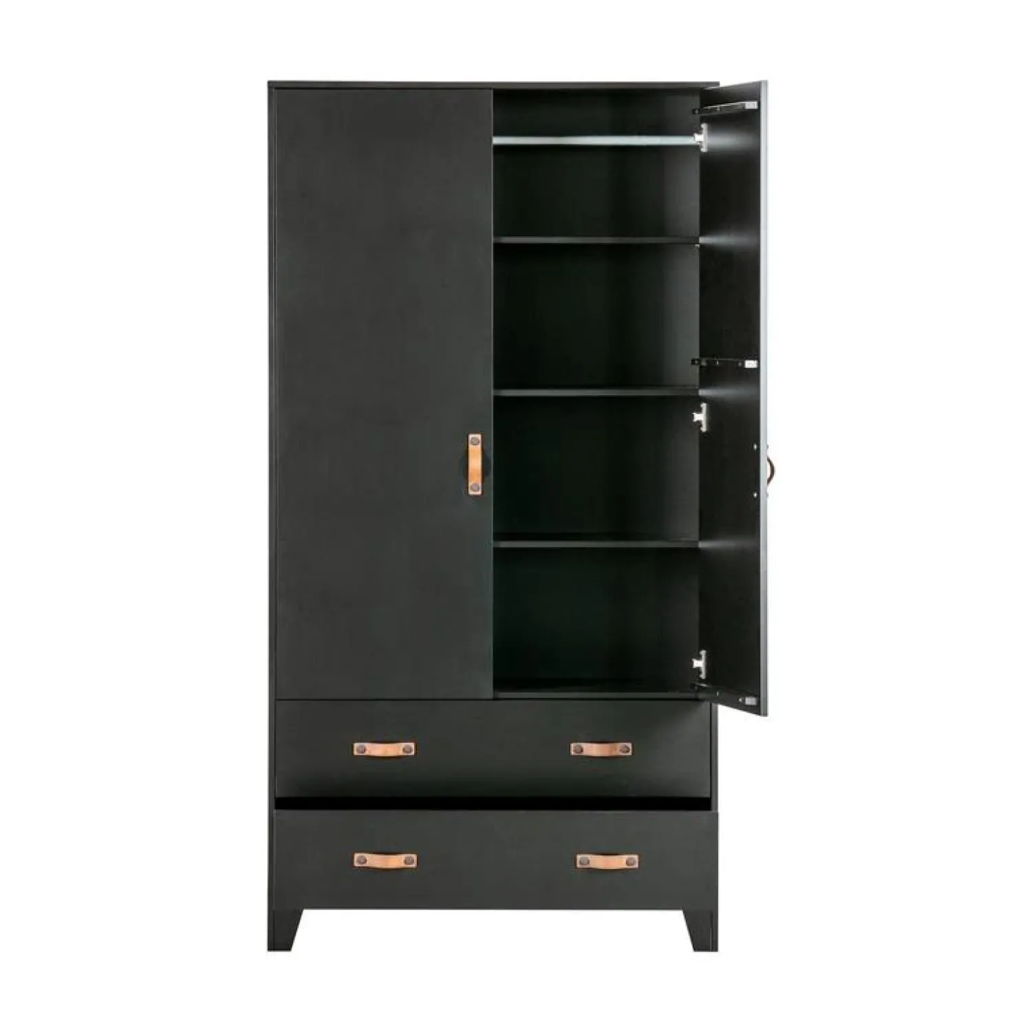 WOOOD Industriele Kasten|Kledingkasten|Dian Kledingkast grenen zwart 94cm