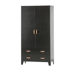 WOOOD Industriele Kasten|Kledingkasten|Dian Kledingkast grenen zwart 94cm