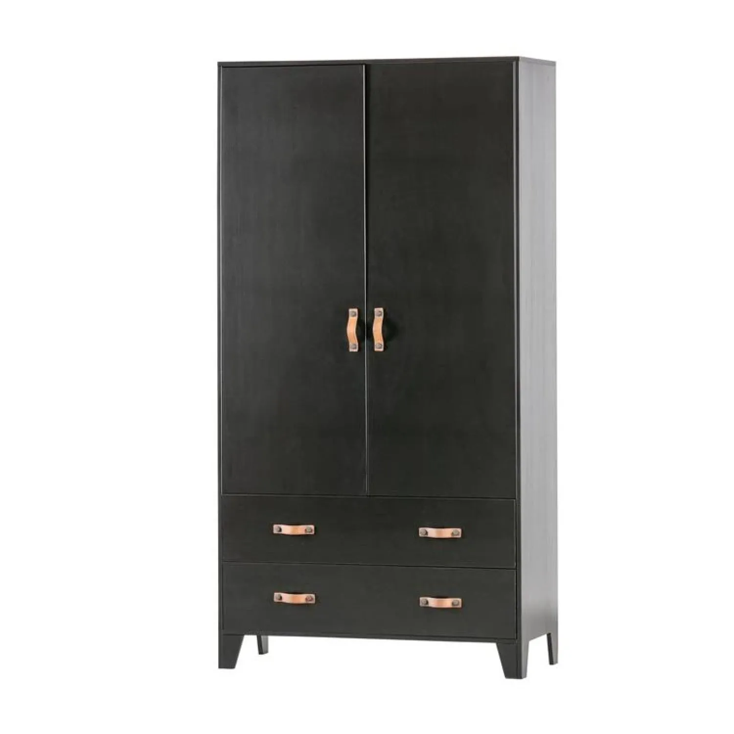 WOOOD Industriele Kasten|Kledingkasten|Dian Kledingkast grenen zwart 94cm