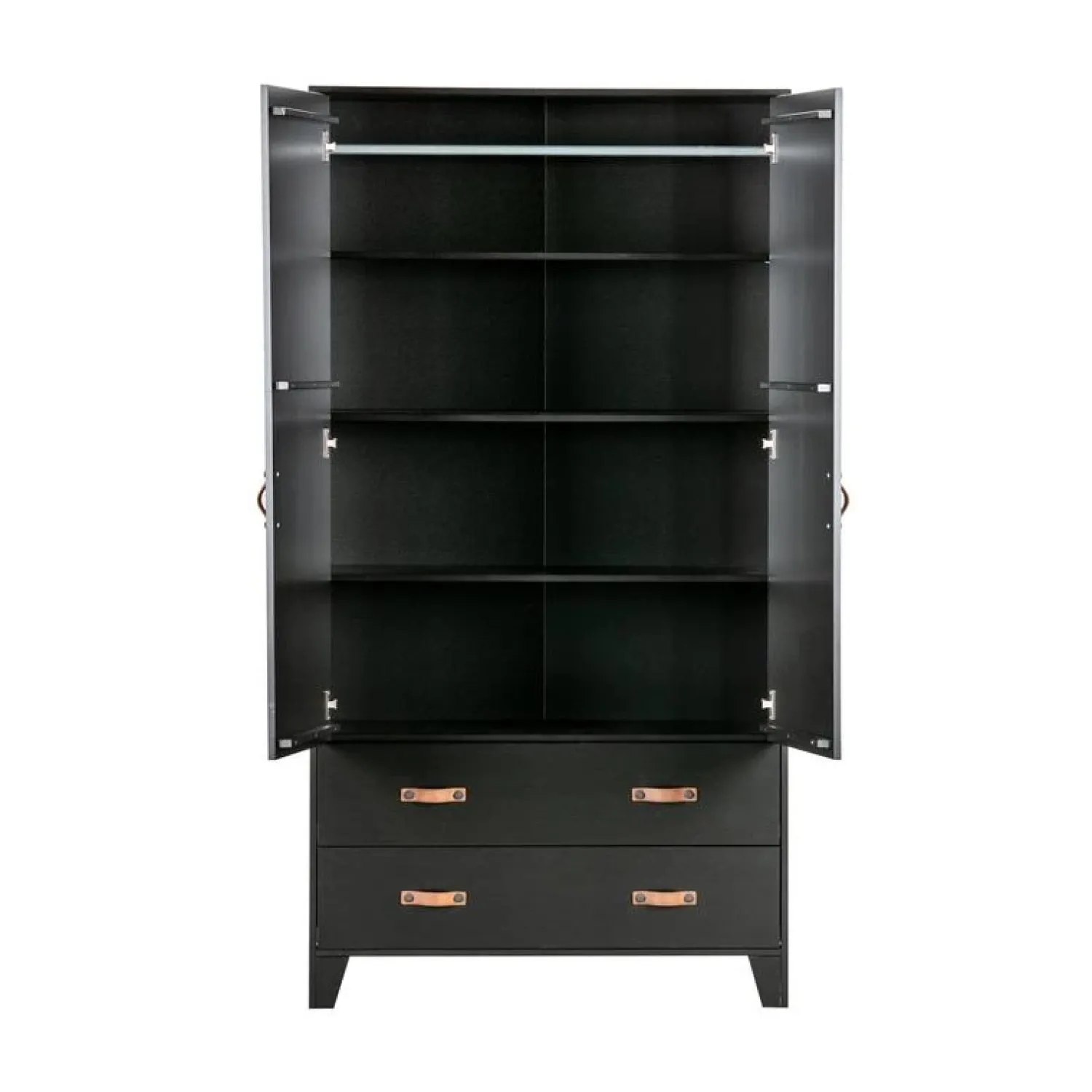 WOOOD Industriele Kasten|Kledingkasten|Dian Kledingkast grenen zwart 94cm
