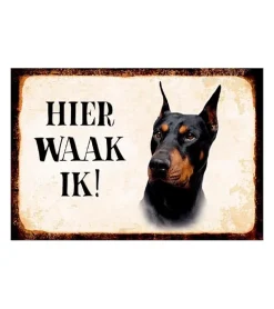 Metal Signs Metalen Borden|Dobermann, hier waak ik - metalen bord