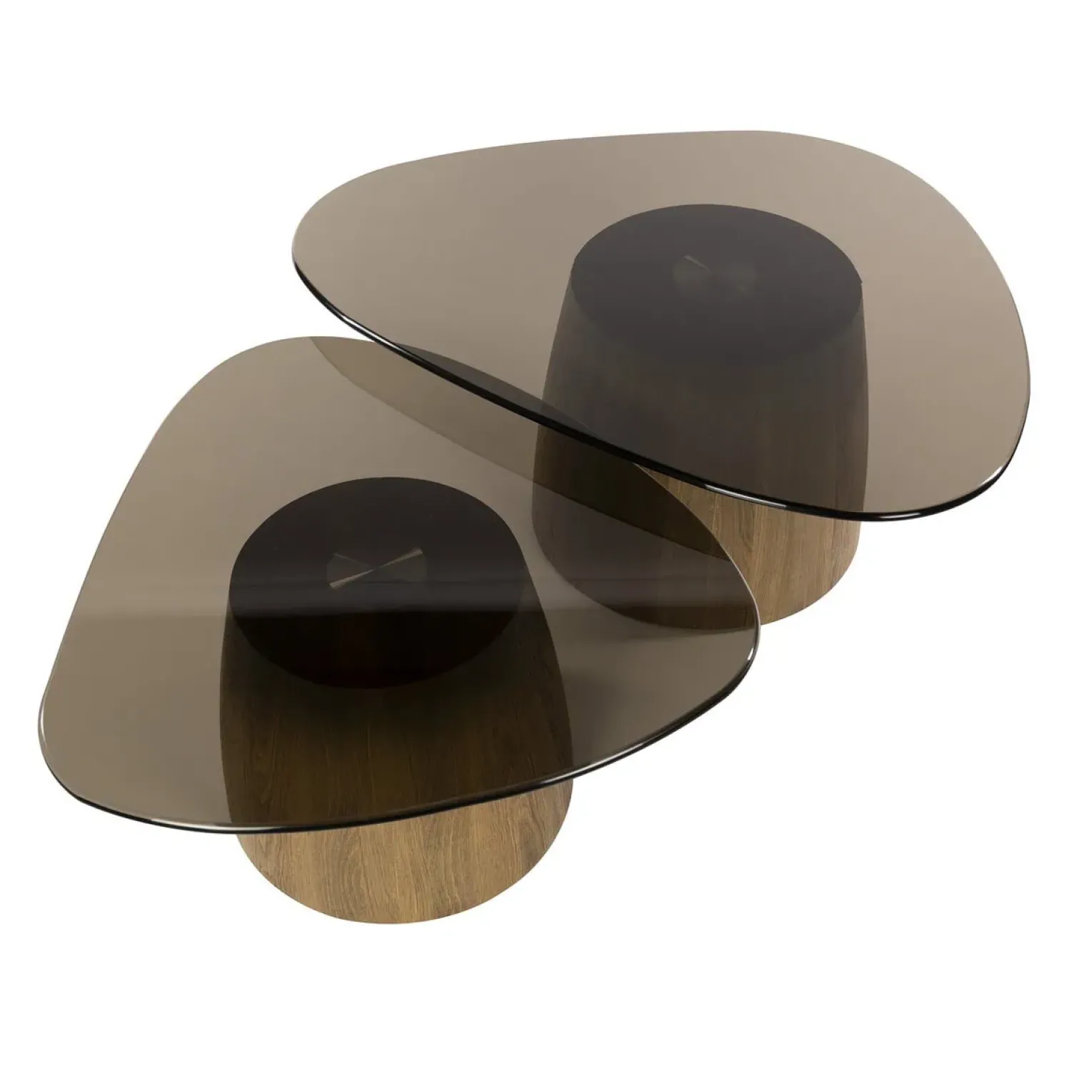 Kalfort Salontafels|Dominick Salontafel set van 2 driehoekig Brons glas