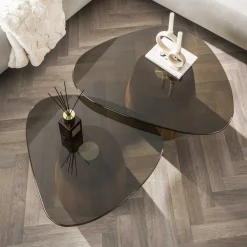 Kalfort Salontafels|Dominick Salontafel set van 2 driehoekig Brons glas