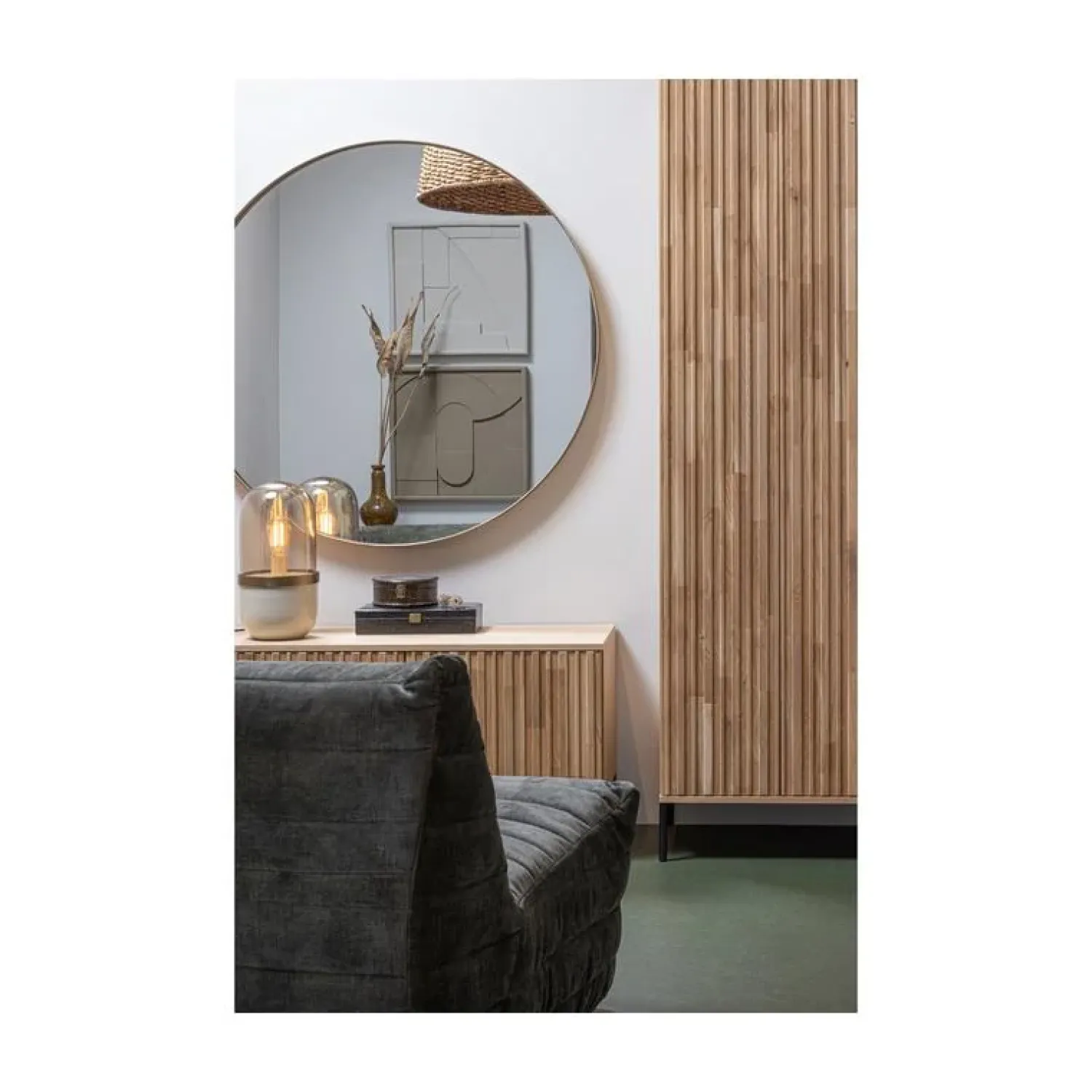WOOOD Spiegels|Doutzen Spiegel rond metaal goud 115cm