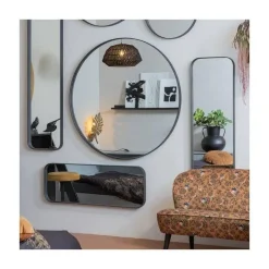 WOOOD Spiegels|Doutzen Spiegel rond metaal zwart 80cm