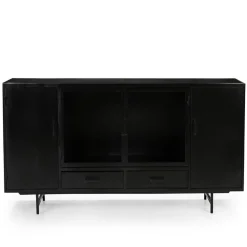 DPX Furniture Dressoirs|Industriele Kasten|DPX Odin Dressoir 4 deurs 2 lade zwart 200cm