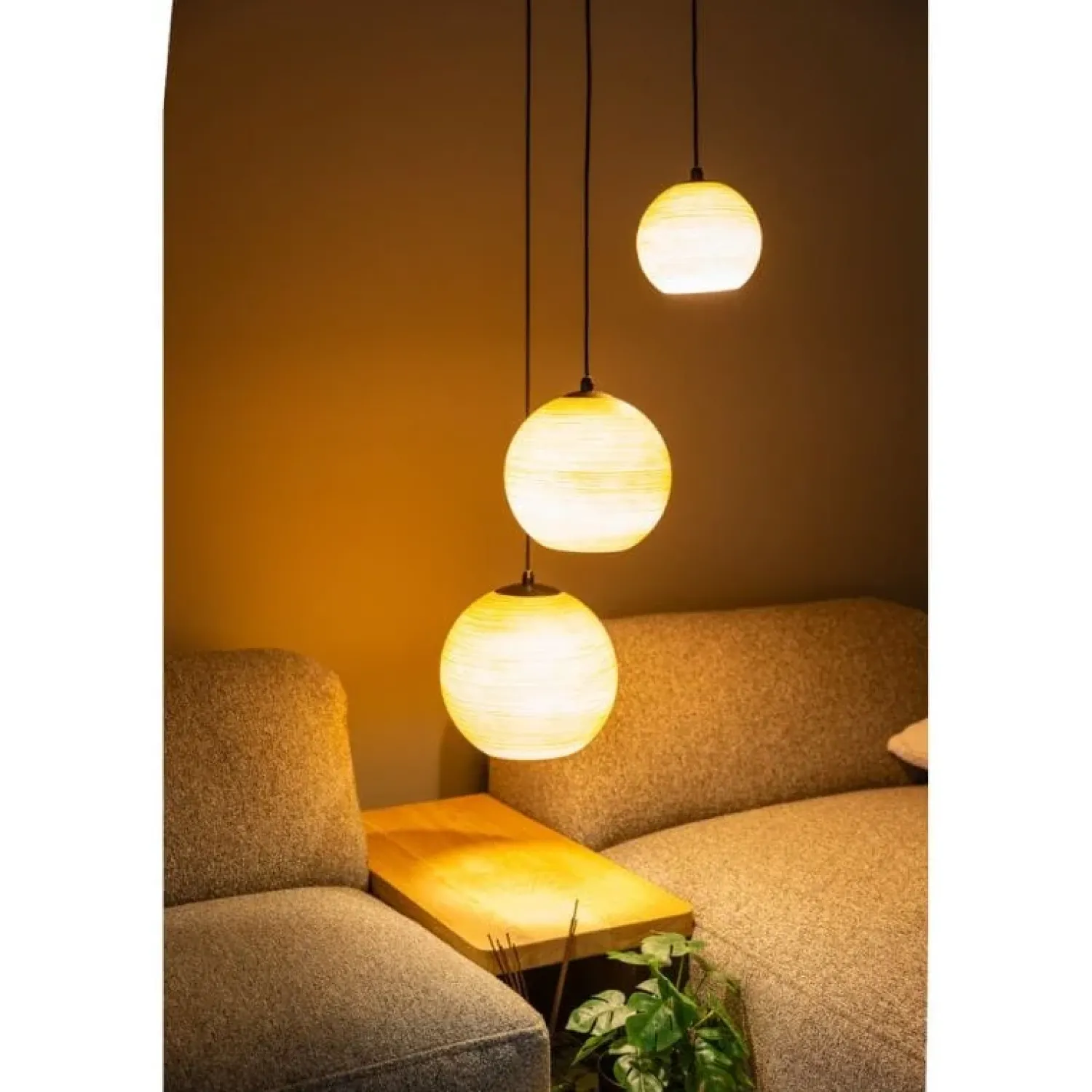 Trading Lighting Hanglampen|Glazen Hanglamp|Draco 3-lichts Hanglamp taupe/grijs glas