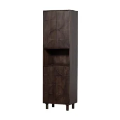 WOOOD Boekenkasten|Industriele Kasten|Draw Opbergkast met open vak mangohout walnoot 60cm