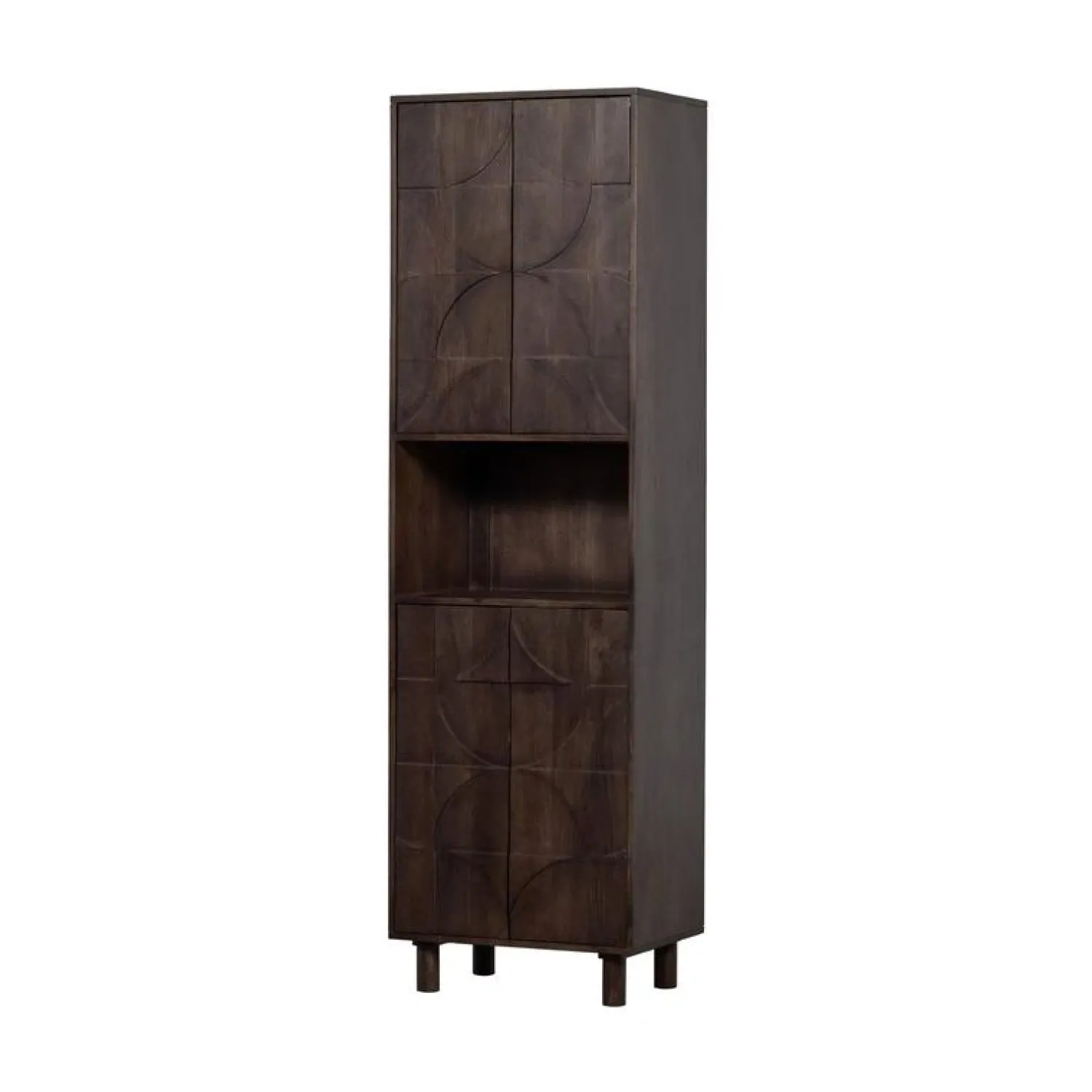 WOOOD Boekenkasten|Industriele Kasten|Draw Opbergkast met open vak mangohout walnoot 60cm