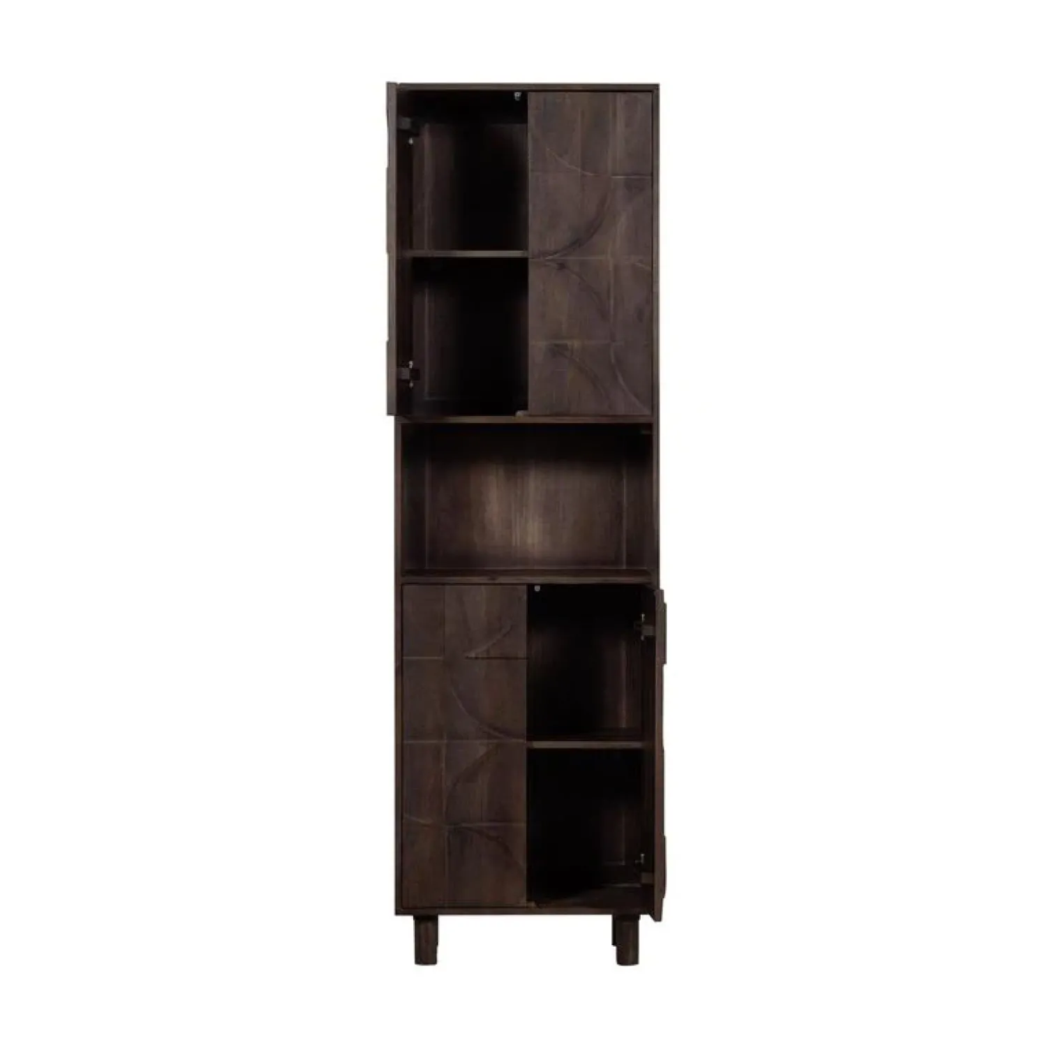 WOOOD Boekenkasten|Industriele Kasten|Draw Opbergkast met open vak mangohout walnoot 60cm
