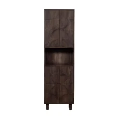 WOOOD Boekenkasten|Industriele Kasten|Draw Opbergkast met open vak mangohout walnoot 60cm