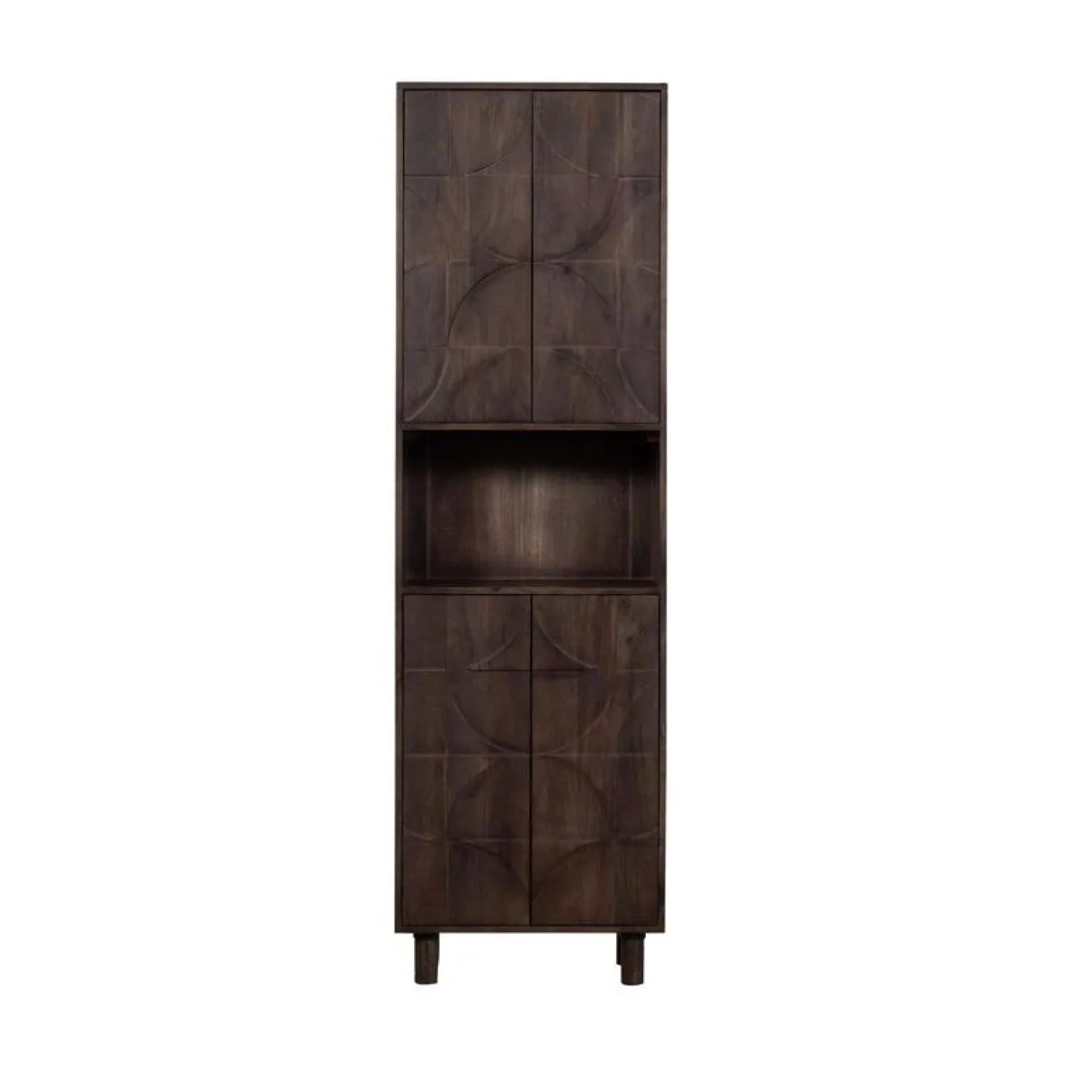 WOOOD Boekenkasten|Industriele Kasten|Draw Opbergkast met open vak mangohout walnoot 60cm