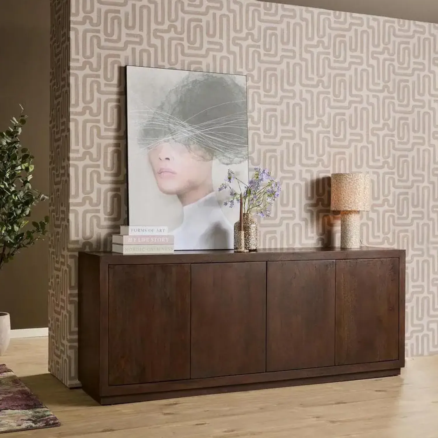 Furndea Dressoirs|Industriele Kasten|Dressoir Dortmund Walnoot 200cm