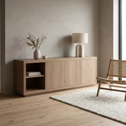 Eleonora Dressoirs|Industriele Kasten|Dressoir Helsinki Lichtbruin 200cm