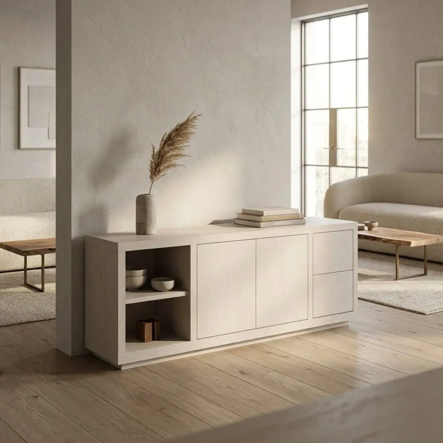 Eleonora Dressoirs|Industriele Kasten|Dressoir Helsinki Taupe 200cm