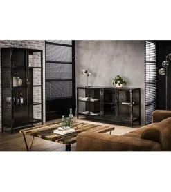 Kalfort Dressoirs|Industriele Kasten|Dressoir industrieel Seattle metaal 4 deurs