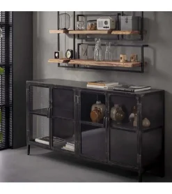 Kalfort Dressoirs|Industriele Kasten|Dressoir industrieel Seattle metaal 4 deurs
