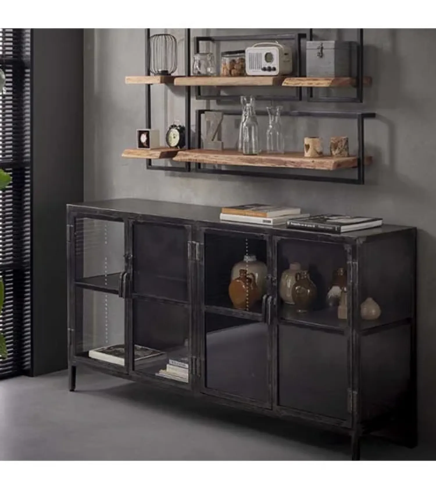 Kalfort Dressoirs|Industriele Kasten|Dressoir industrieel Seattle metaal 4 deurs