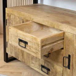Furndea Dressoirs|Industriele Kasten|Dressoir mangohout Britt industrieel - 135cm
