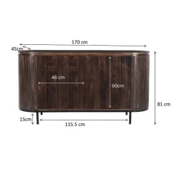 Livingfurn Dressoirs|Industriele Kasten|Dressoir mangohout Noor walnoot - 180cm