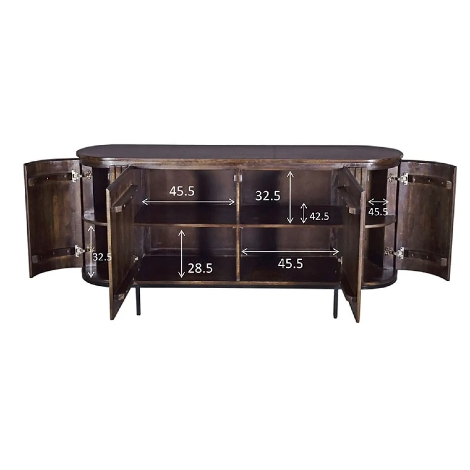 Livingfurn Dressoirs|Industriele Kasten|Dressoir mangohout Noor walnoot - 180cm
