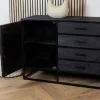 Furndea Dressoirs|Industriele Kasten|Dressoir mangohout Scandi industrieel visgraat zwart - 165cm