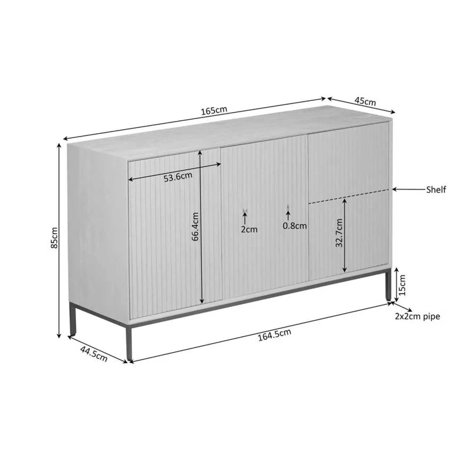 Furndea Dressoirs|Industriele Kasten|Dressoir Martin Naturel 165cm