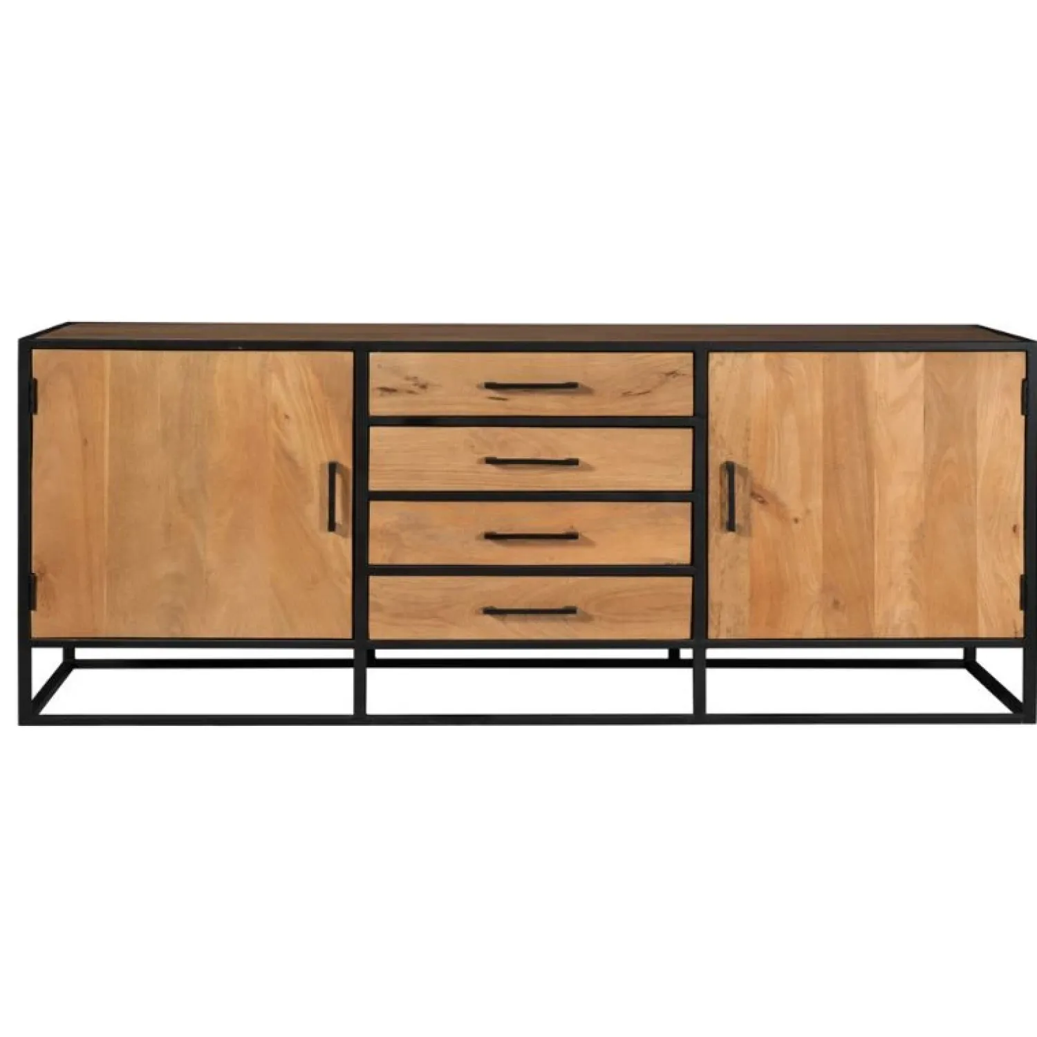 Furndea Dressoirs|Industriele Kasten|Dressoir Morada Warm mangohout industrieel - 210cm
