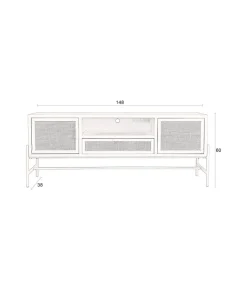 Dutchbone Industriele Kasten|Tv Meubels|Dressoir Yasu Rotan Beige 148cm