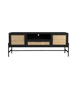 Dutchbone Industriele Kasten|Tv Meubels|Dressoir Yasu Rotan Zwart 148cm