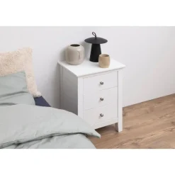 Nordhavn Nachtkastjes|Industriele Kasten|Drexia Nachtkastje 3 lade Wit 45cm