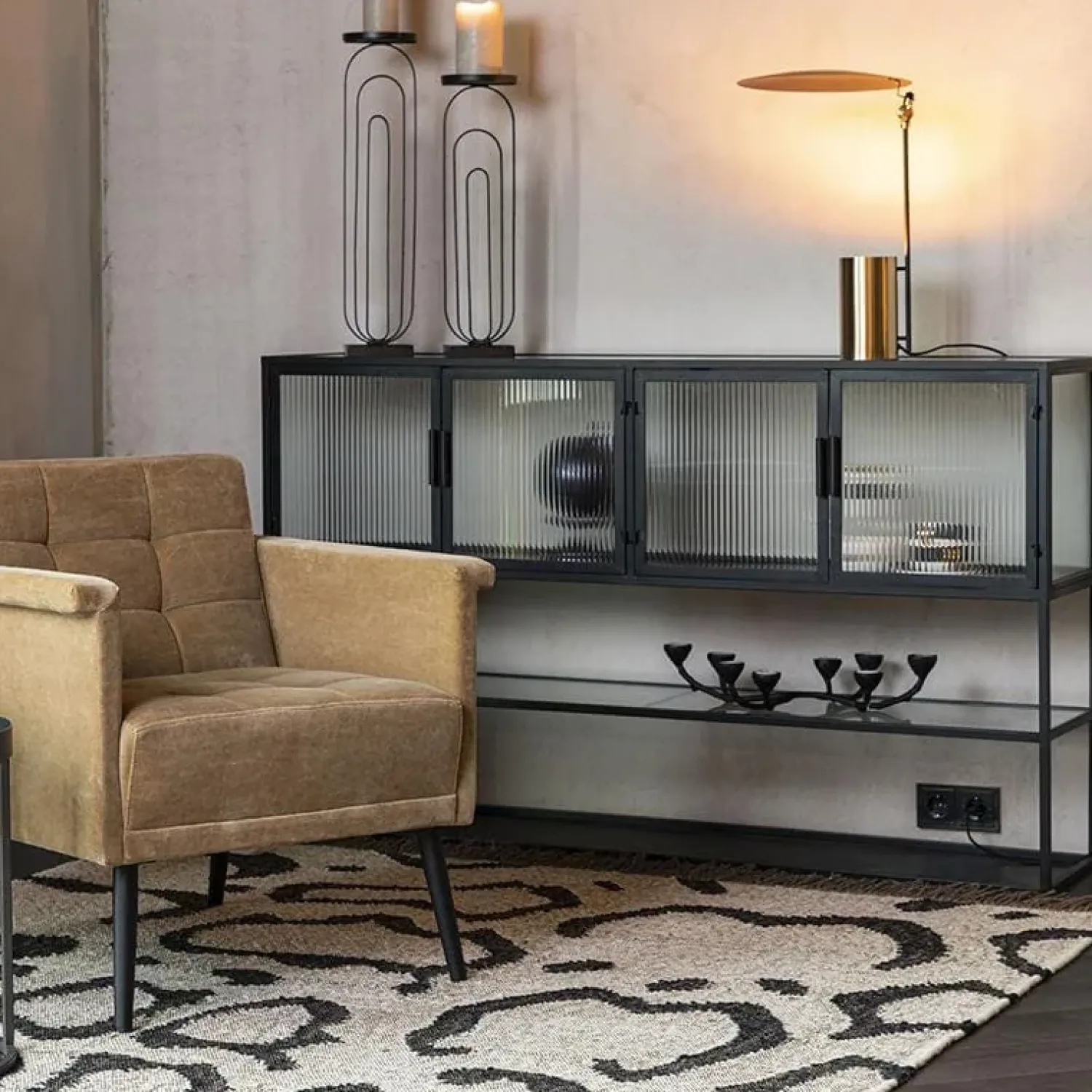 Dutchbone Dressoirs|Industriele Kasten|Dressoir Boli Zwart
