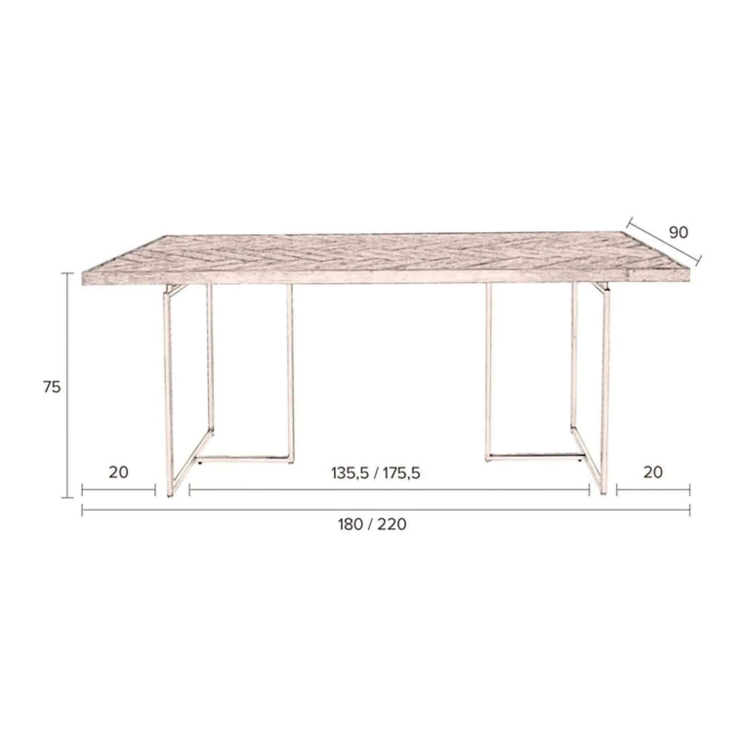 Dutchbone Eettafels|Eetkamertafel Class 180x90cm eiken naturel