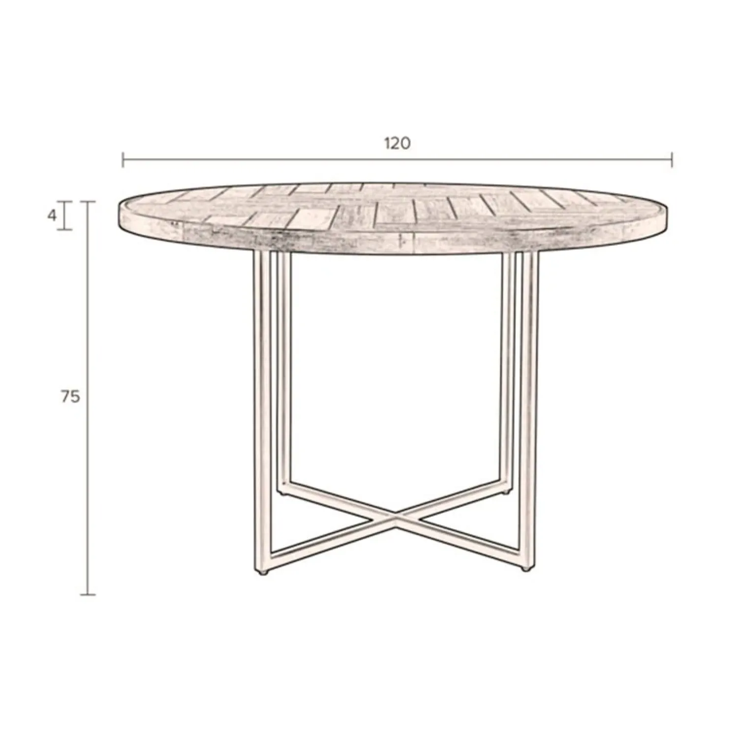Dutchbone Eettafels|Eetkamertafel Class bruin rond 120cm